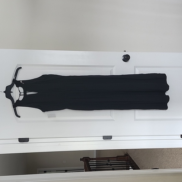 Banana Republic Halterneck Keyhole Front Side Split Mididress Black Size 2 - Picture 3 of 12